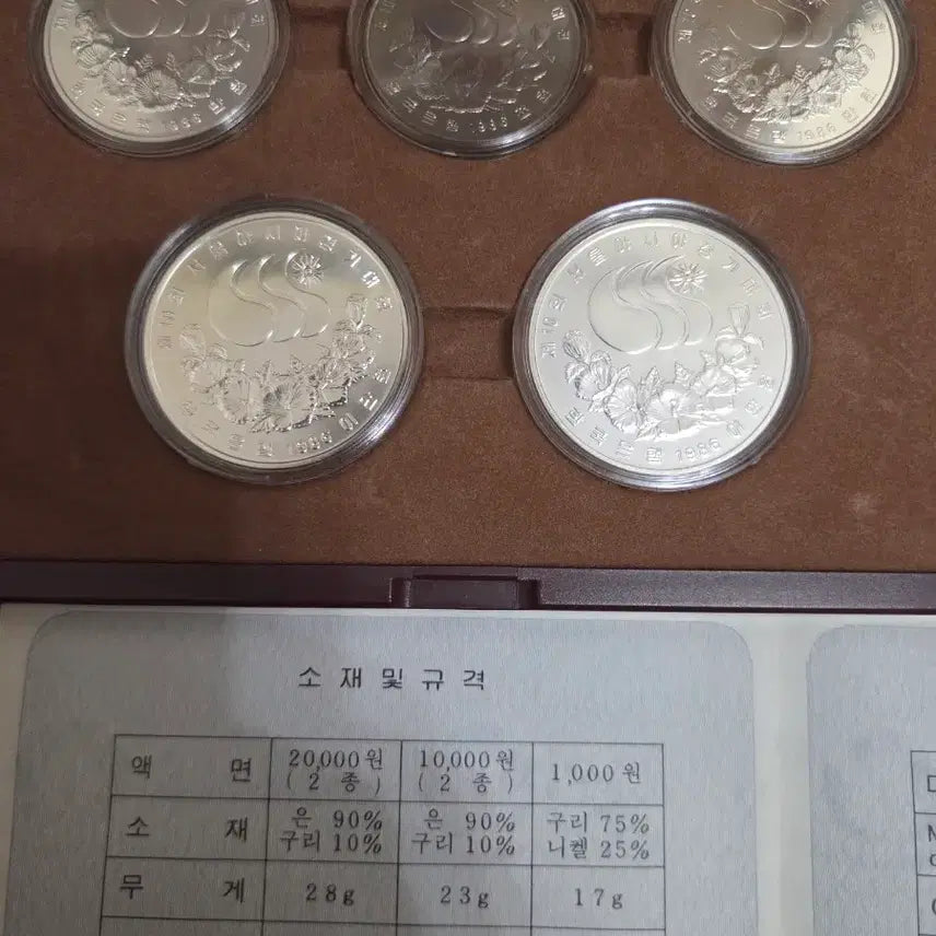 [BUNJANG] 1986 Seoul Asian Games Commemorative Coin Set (5 Types) / 1986년 서울 아시안게임 주화 5종 기념주화 세트