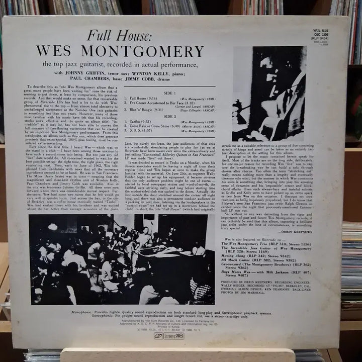 [BUNJANG] Wes Montgomery Full House LP - Mint Condition, Original Riverside Pressing / 민트 재즈 명반 웨스 몽고메리 Full House LP 할인