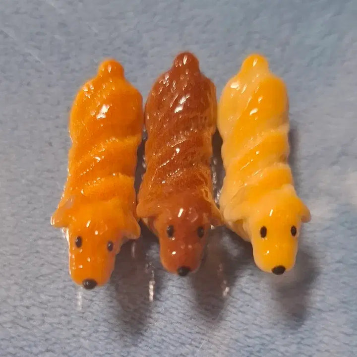 [BUNJANG] Miniature Dog Figurines Set (Orange, Brown, Yellow) / 강아지 미니어처 3개 세트 오렌지 브라운 옐로우 피규어