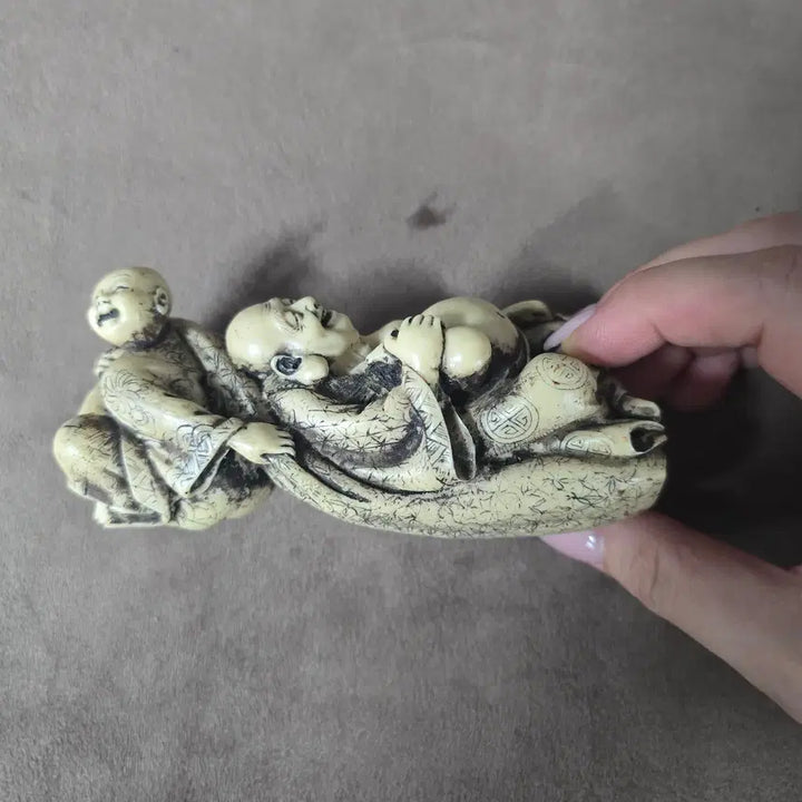 [BUNJANG] Ivory Resin Monk Sculpture Ornament / 상아레진 포대화상 인테리어 소품 / 복주머니 조각상 오브제