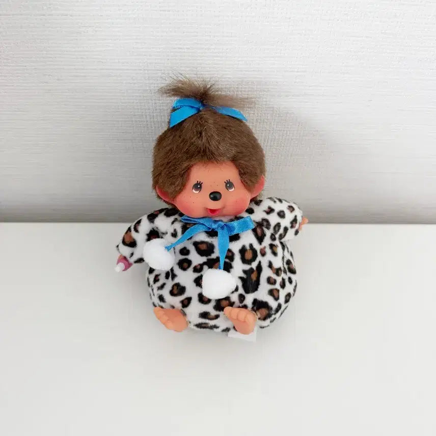 [BUNJANG] Rare Leopard Ribbon Monchhichi Doll / 희귀 레오파드 리본 몬치치 찰찰이