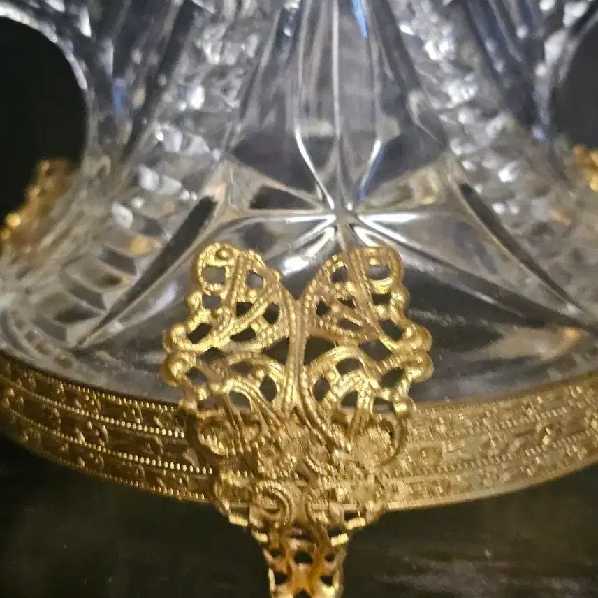 [BUNJANG] Vintage Brass and Crystal 2-Arm Candelabra / 빈티지 앤틱크리스탈 브라스장식 촛대 캔들홀더 2구