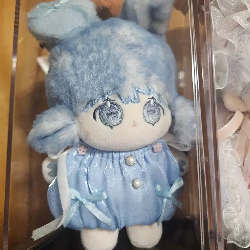 [BUNJANG] 10cm Doll Clothes with Blue Heart Hairpin / 10cm 솜인형 옷