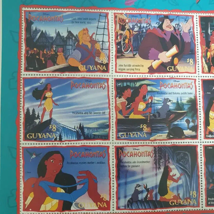 [BUNJANG] Disney Pocahontas Stamp Sheet Guyana 1995 Unused / 디즈니 포카혼타스 우표 전지