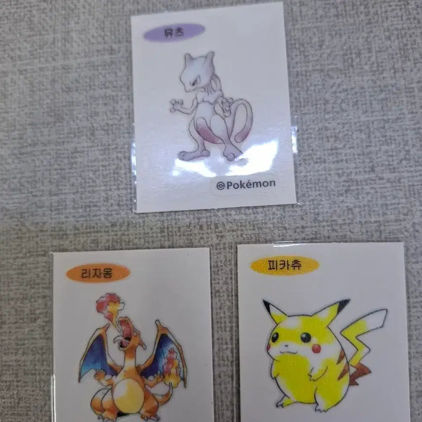 [BUNJANG] Pokemon 30th Anniversary Artwork Bundle Set - Mewtwo, Pikachu, Charizard / 포켓몬 30주년 아트워크 뮤츠 뚱카츄 리자몽 3대장 띠부씰 일괄판매합니다
