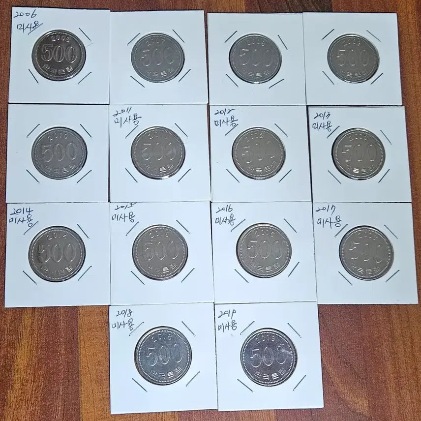 [BUNJANG] South Korean 500 Won Coin Set (1982-2019) / 500원 줄세우기(1982년부터2019년)사용제,미사용제. 동전.주화