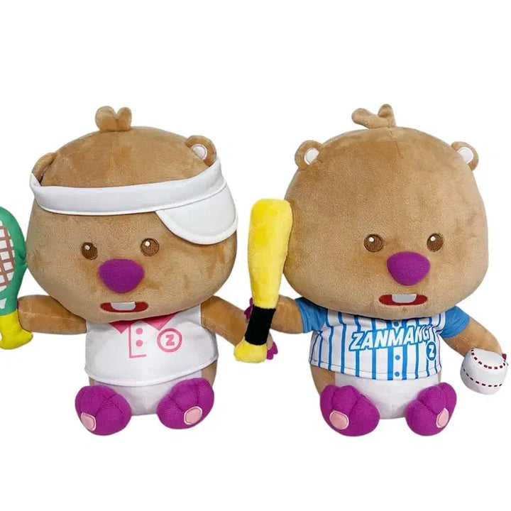 [BUNJANG] Tanning Janmang Loopy Tennis &amp; Baseball Medium Plush Dolls (2 types, Set) / 태닝 잔망루피 스포츠 테니스, 야구 중형 인형 28cm 2종 일괄