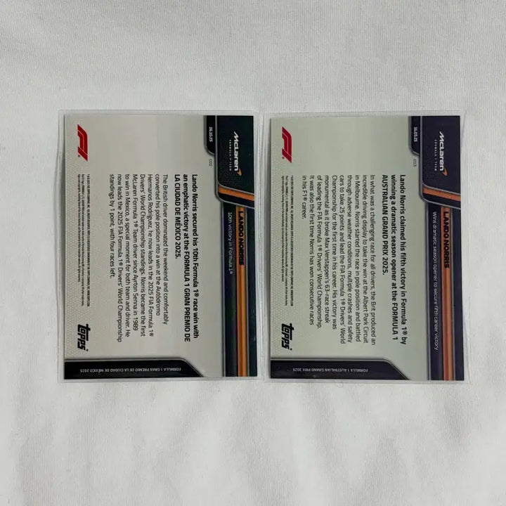 [BUNJANG] F1 McLaren Lando Norris 2025 Topps NOW Uniform Turbo Attack Trading Card / f1 맥라렌 란도 랜도 노리스 탑스 나우 카드 양도합니다 유니폼 터보어택 레고 부라고 핫휠