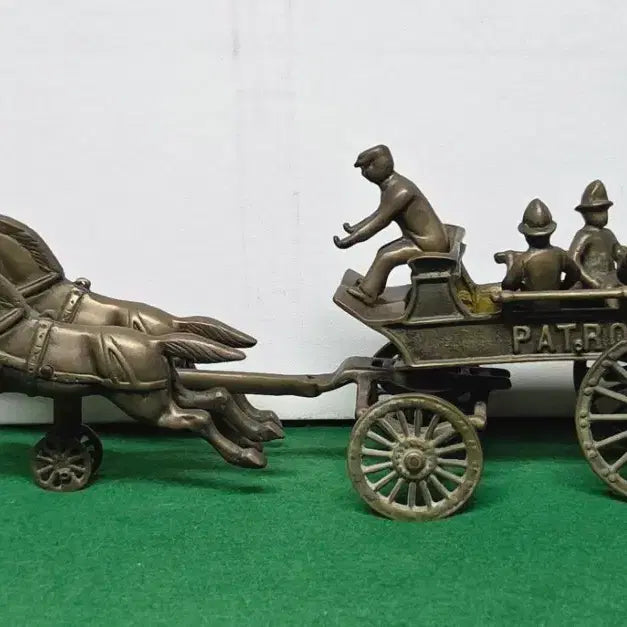 [BUNJANG] Vintage British Police/Fire Patrol Solid Brass Horse Carriage (52cm, 4.25Kg) / *빈티지)영국 경찰/소방 순찰 황동 쌍두 마차(52cm/4.25Kg)