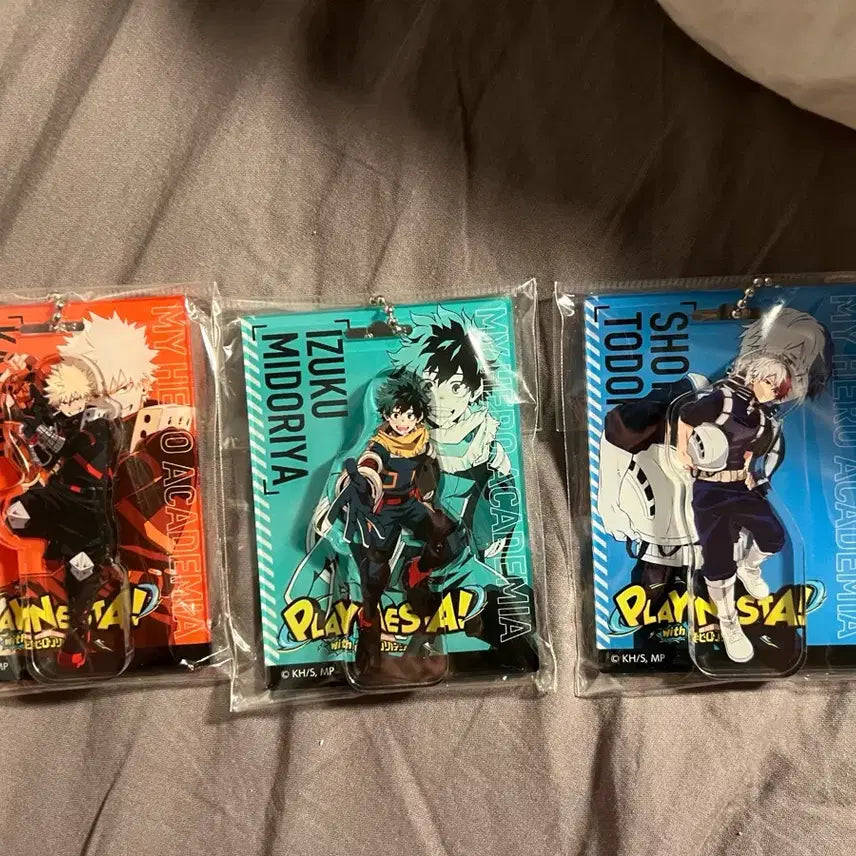 [BUNJANG] My Hero Academia Izuku Midoriya Katsuki Bakugo Shoto Todoroki Playestars Acrylic Keychain Set / 세트) 나히아 미도리야 바쿠고 쇼토 플레이스타즈 아크릴 키링 세트 피규어