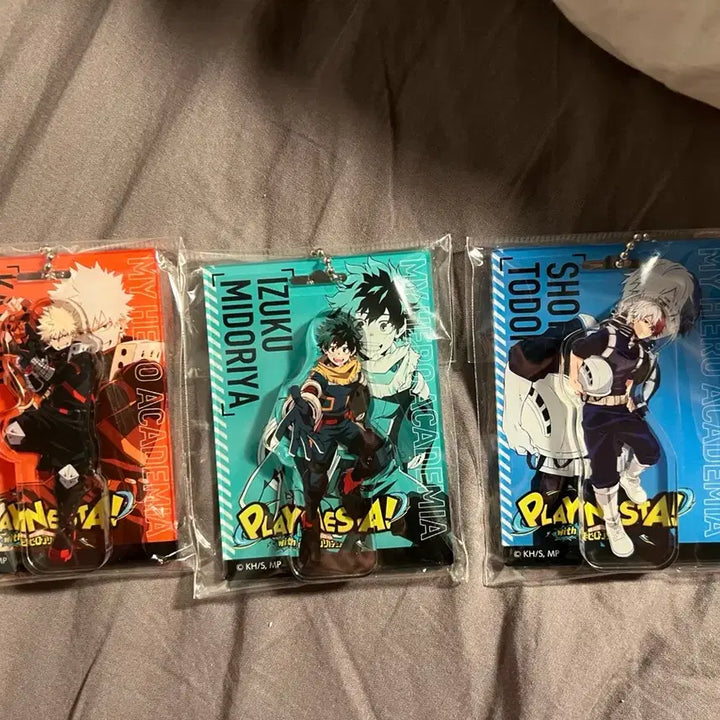 [BUNJANG] My Hero Academia Izuku Midoriya Katsuki Bakugo Shoto Todoroki Playestars Acrylic Keychain Set / 세트) 나히아 미도리야 바쿠고 쇼토 플레이스타즈 아크릴 키링 세트 피규어