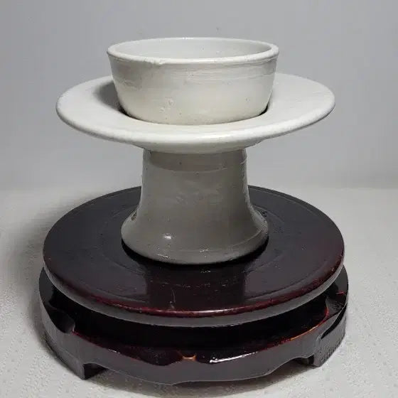 [BUNJANG] Joseon Dynasty Cheongsong White Porcelain "Janjangdae" (Cup Stand) with Cup / 청송백자 잔잔대(진품보장)