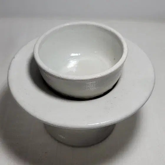 [BUNJANG] Joseon Dynasty Cheongsong White Porcelain "Janjangdae" (Cup Stand) with Cup / 청송백자 잔잔대(진품보장)