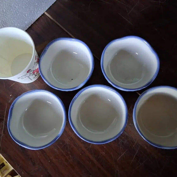 [BUNJANG] Blue Line Ceramic Ramekin Set (5 Pieces) / 도자기 종지 5개 세트 블루라인