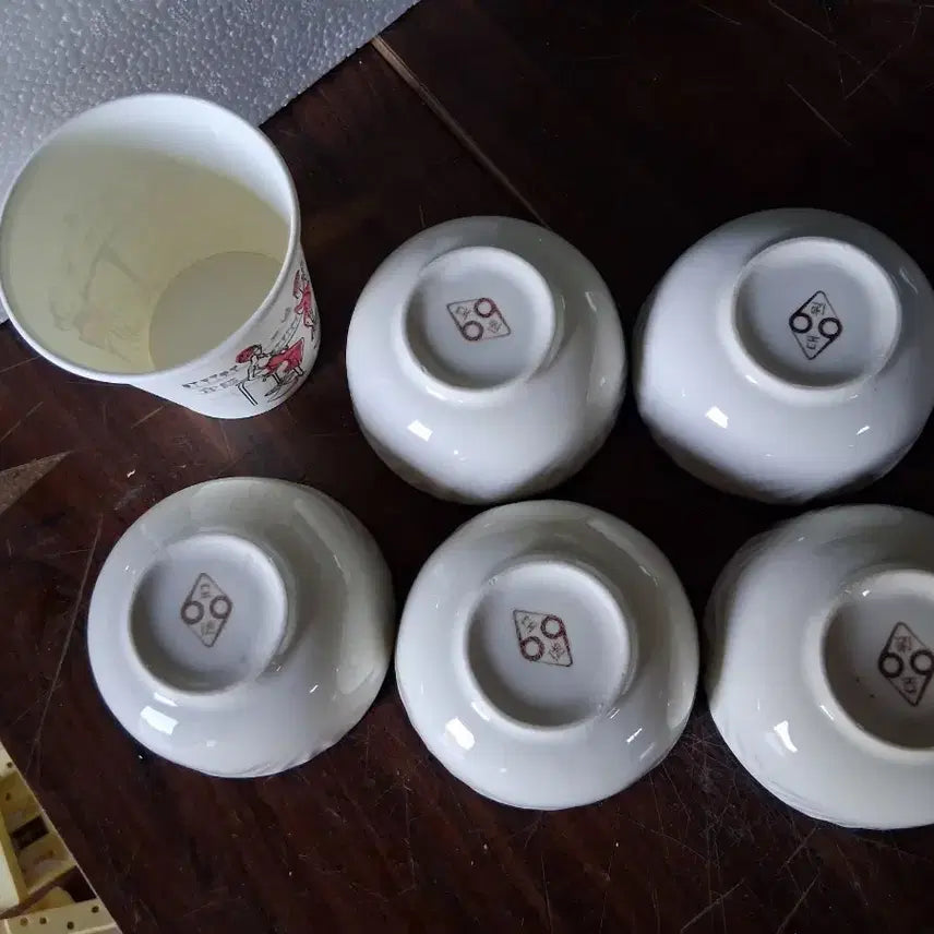 [BUNJANG] Blue Line Ceramic Ramekin Set (5 Pieces) / 도자기 종지 5개 세트 블루라인
