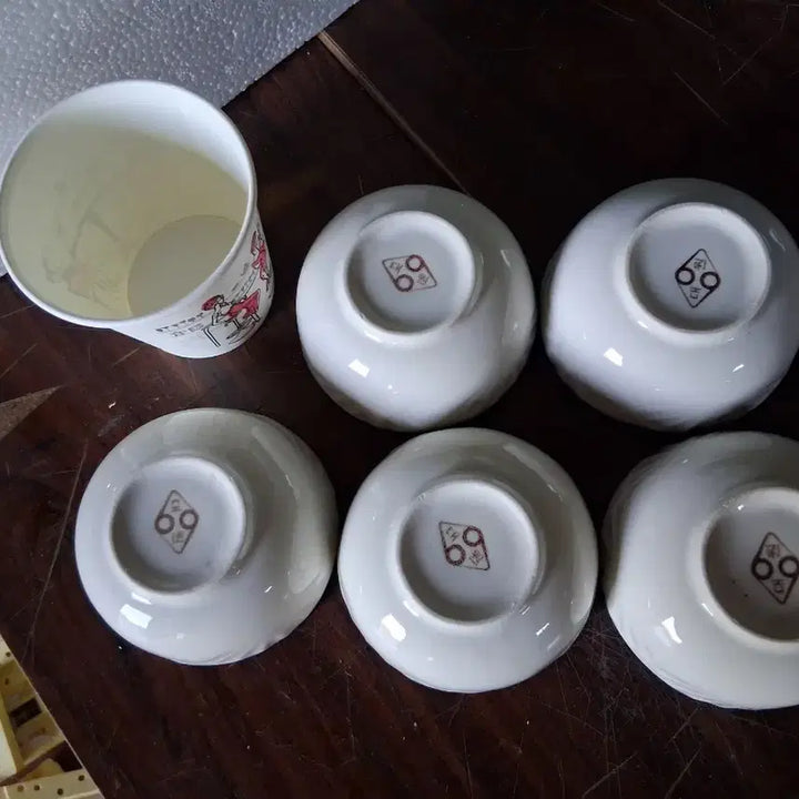 [BUNJANG] Blue Line Ceramic Ramekin Set (5 Pieces) / 도자기 종지 5개 세트 블루라인