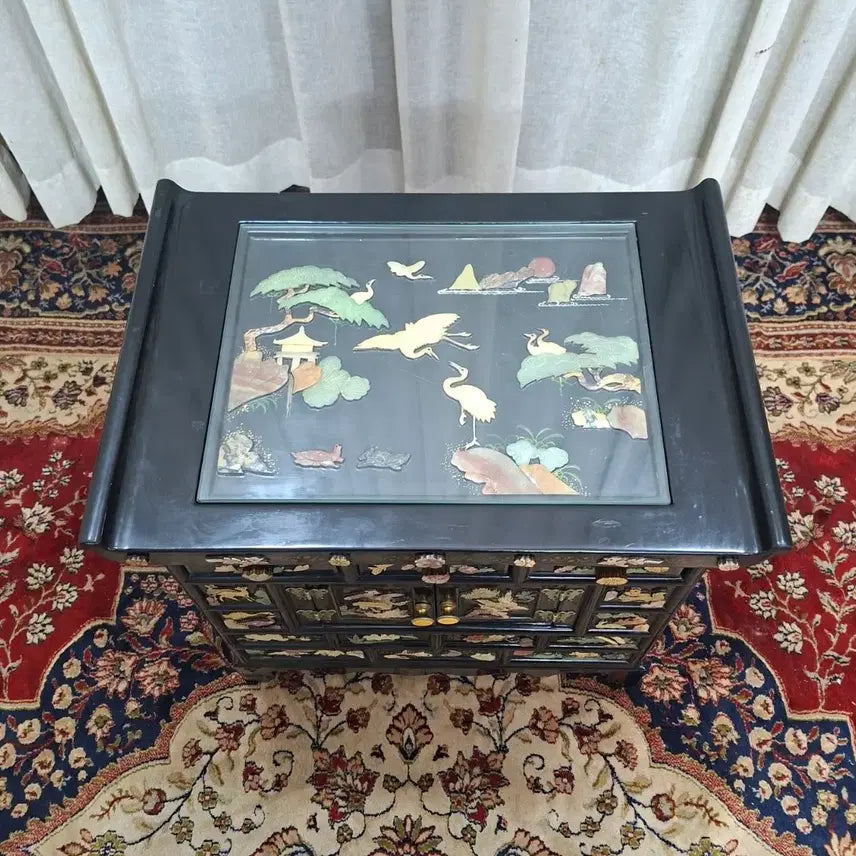 [BUNJANG] Asian Classic Stone Inlay Mother of Pearl Chest / 동양엔틱 아시안클래식 옥돌상감 나전칠기 머릿장