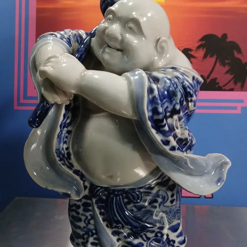 [BUNJANG] Blue-and-White Porcelain Budai Sculpture / 청화백자 복돼지 조각상