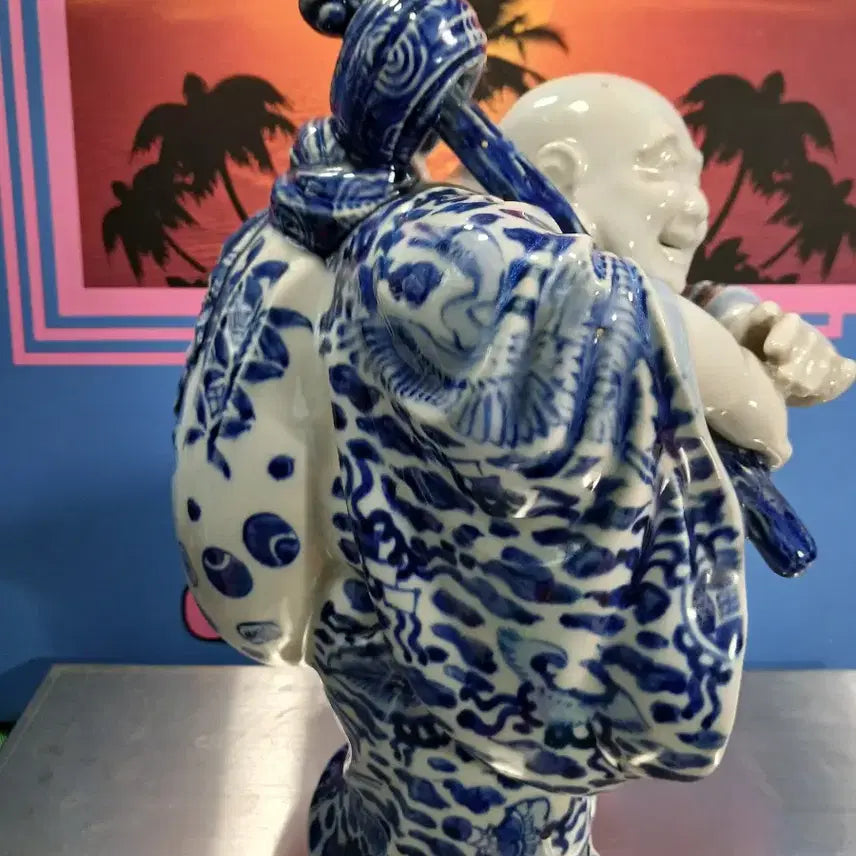 [BUNJANG] Blue-and-White Porcelain Budai Sculpture / 청화백자 복돼지 조각상
