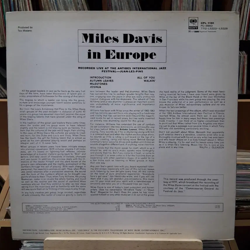 [BUNJANG] Miles Davis - In Europe Live LP / 민트 소장가치 마일스 데이비스 인 유럽 LP 할인