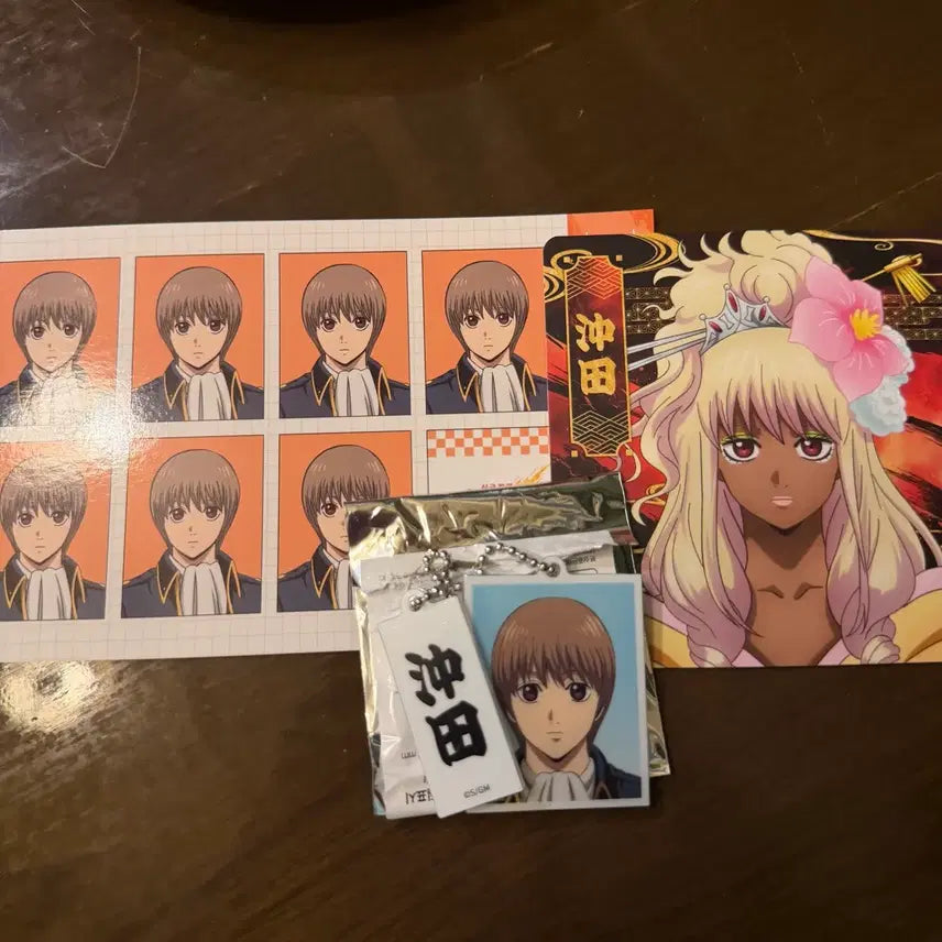 [BUNJANG] Gintama Yoshizawa Popup Okita Sougo Photo Keychain &amp; Coaster Set / 은혼 요시와라 팝업 오키타 소고 증명사진 키링 코스터