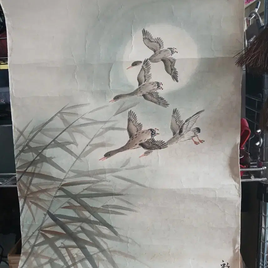 [BUNJANG] Four Ducks Painting Folding Screen / 오리 그림 병풍