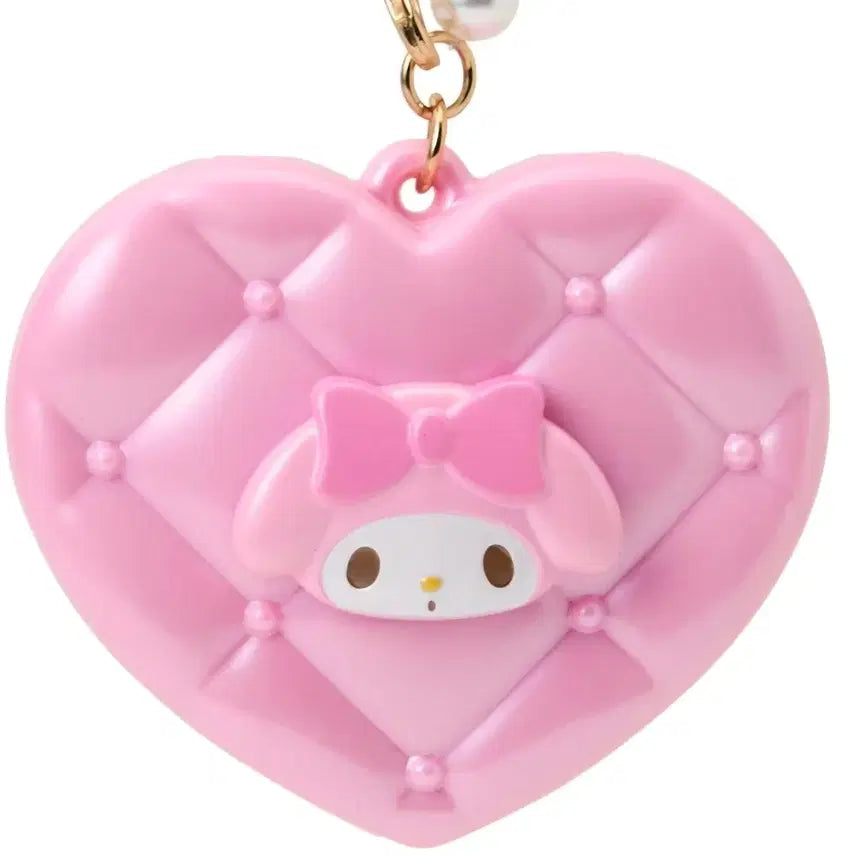 [BUNJANG] My Melody Quilting Enamel Heart Keyring Mirror / 마이멜로디 퀼팅 에나멜 하트 키링 거울