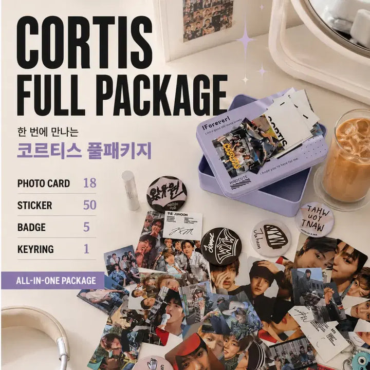 [BUNJANG] Kortice Goods Full Set Tin Case, Photocard, Sticker, Keyring / 코르티스 굿즈 풀세트 틴케이스+포카+스티커+키링