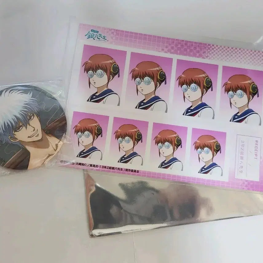 [BUNJANG] Gintama Gintoki Can Badge &amp; Kagura Gintama 3Z Proof Photo Bundle Set / 은혼 긴토키 캔뱃지 &amp; 카구라 삼젯 증명사진 일괄