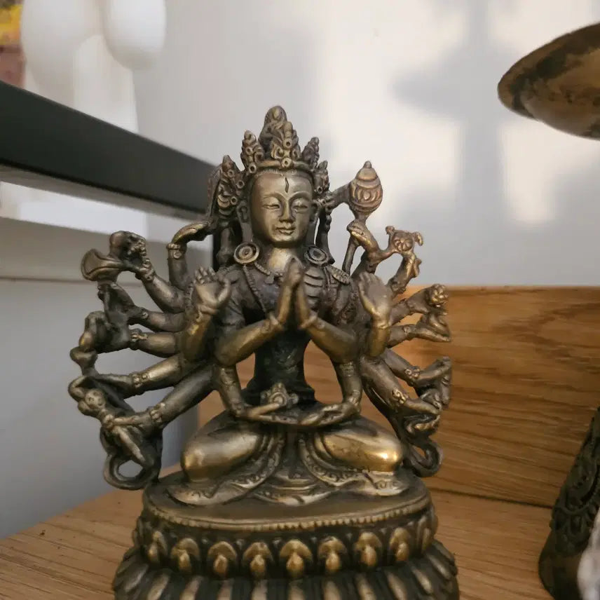 [BUNJANG] Tibetan Buddhist Statue Cundi Bodhisattva Copper Alloy 11cm / [소장품 정리] 18비 준제관음보살 구리합금 추정 수공예 불상 11cm