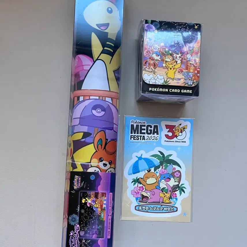 [BUNJANG] Pokemon TCG Busan Pop-up Exclusive Fireworks Playmat &amp; Deck Case Bundle (Sealed) / 특전)부산 포켓몬카드 팝업 불꽃놀이 플레이매트, 덱케이스 미개봉 2종