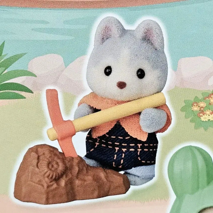 [BUNJANG] Sylvanian Families Adventure Blind Bag Miner Husky Baby Pickaxe / 실바니안 어드벤처 블라인드백 광산 곡괭이 광부 허스키 아기 직립