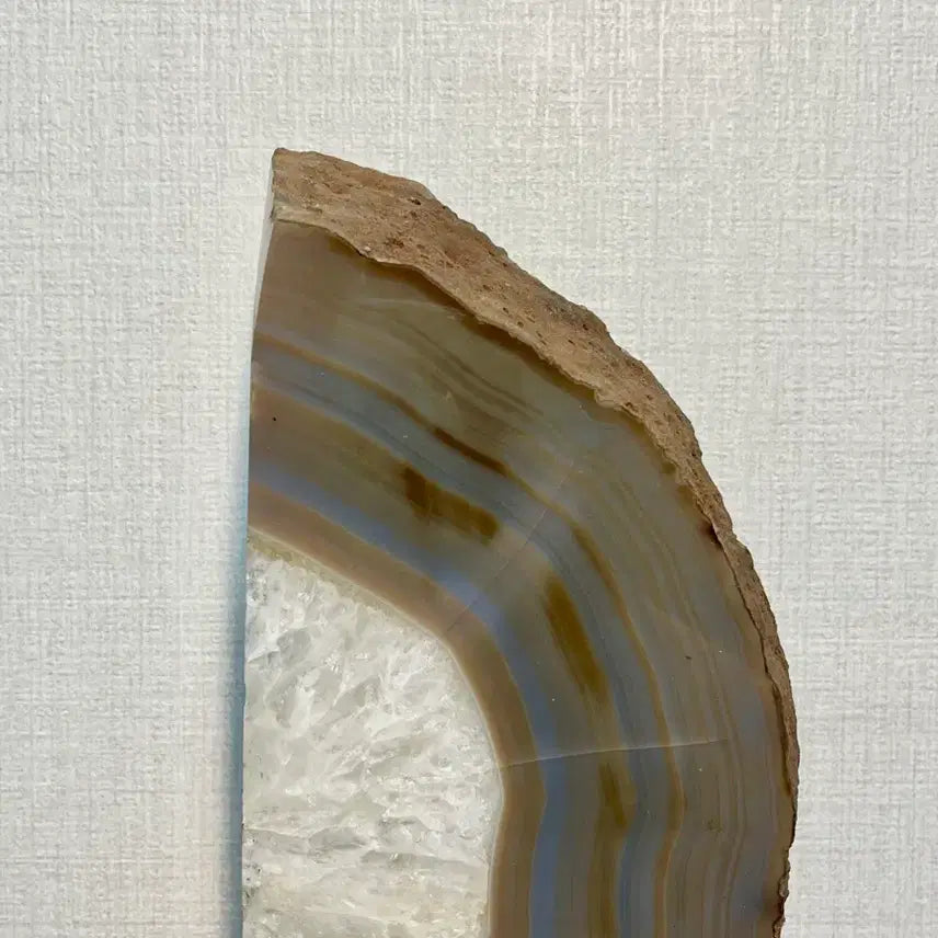 [BUNJANG] Natural Agate Slice with Wooden Stand / 천연 마노석 원석(원목좌대포함)