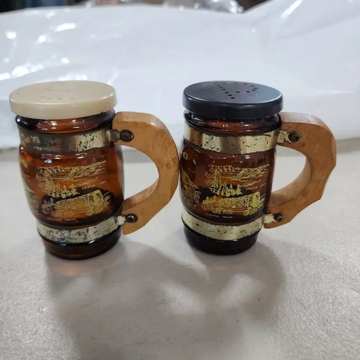 [BUNJANG] Taiwanese Spice Jar Set (Glass + Wood) / 오래전에 미국으로 수출한 타이완 양념통 유리+나무 세트에10000원