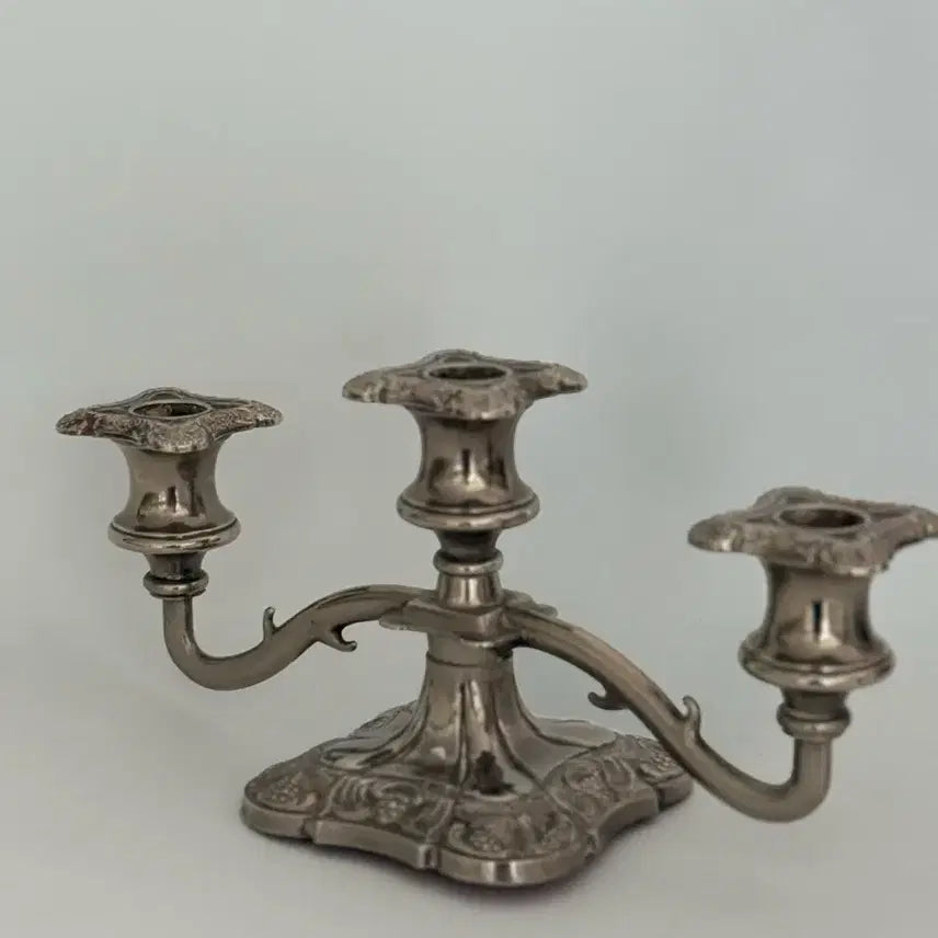 [BUNJANG] Antique 3-Arm Candelabra Silver/Pewter / 앤틱 3구 촛대 실버 / 주석 촛대