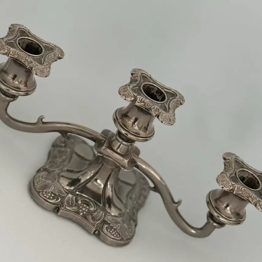 [BUNJANG] Antique 3-Arm Candelabra Silver/Pewter / 앤틱 3구 촛대 실버 / 주석 촛대