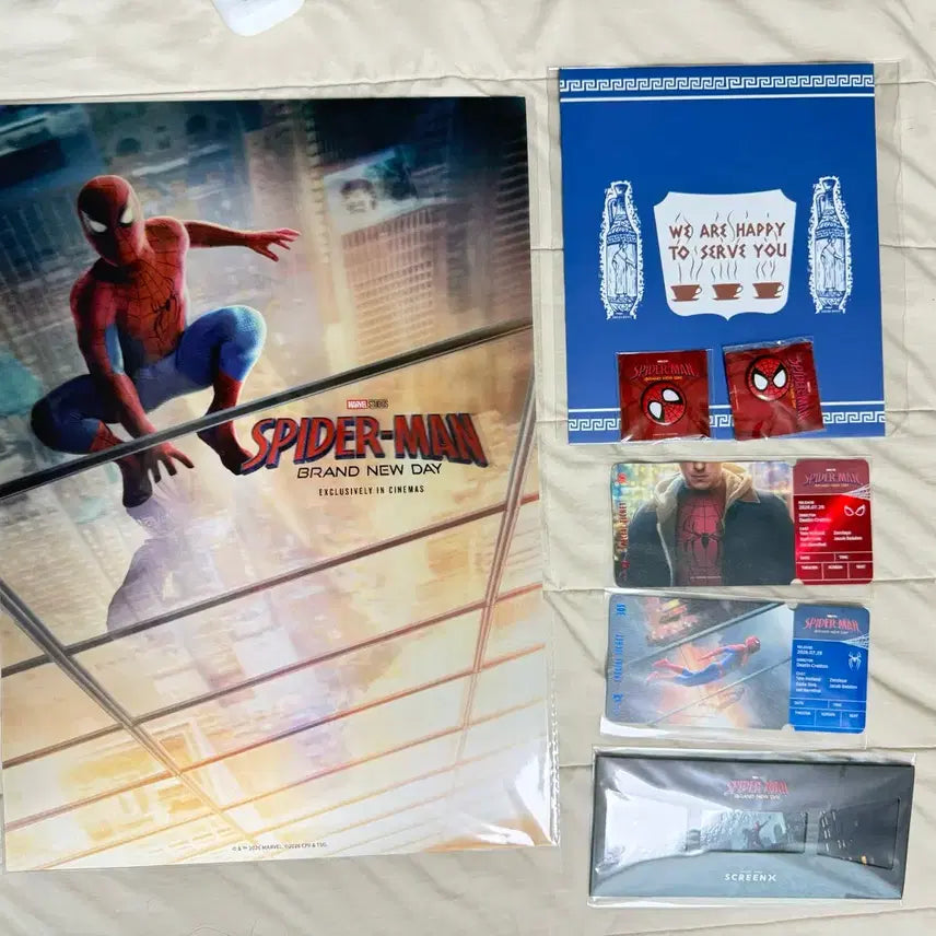 [BUNJANG] Spider-Man Brand New Day Lenticular Poster Bundle Set / 스파이더맨 특전 렌티큘러 포스터+스엑티켓+스페셜티켓+편지+핀뱃지 세트 판매