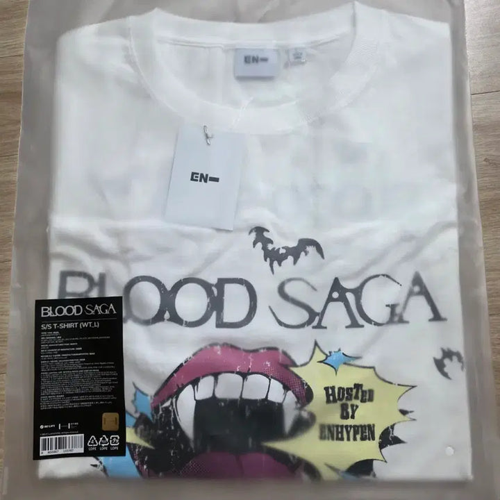[BUNJANG] ENHYPEN Blood Saga Short-Sleeve T-Shirt White L / 엔하이픈  화이트L  블러드 사가 반팔 티셔츠