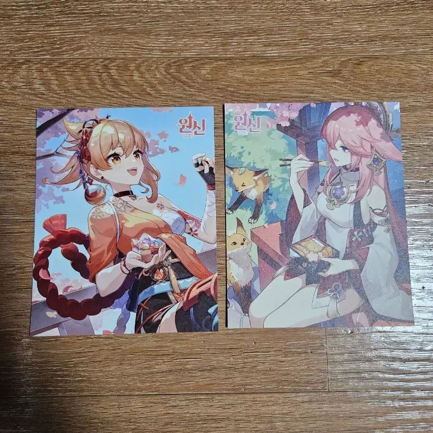 [BUNJANG] Genshin Impact PC Lounge Yoimiya &amp; Yae Miko Postcard Set / 원신 pc라운지 요이미야 + 야에미코 엽서 굿즈