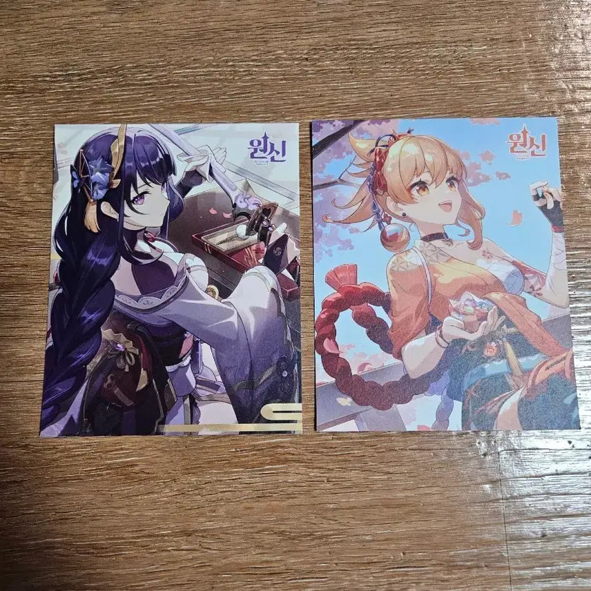 [BUNJANG] Genshin Impact PC Lounge Yoimiya &amp; Raiden Shogun Postcard Set / 원신 pc라운지 요이미야 + 라이덴 쇼군 엽서 굿즈