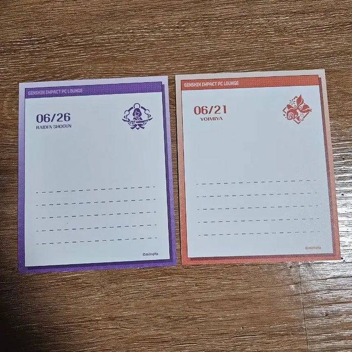 [BUNJANG] Genshin Impact PC Lounge Yoimiya &amp; Raiden Shogun Postcard Set / 원신 pc라운지 요이미야 + 라이덴 쇼군 엽서 굿즈