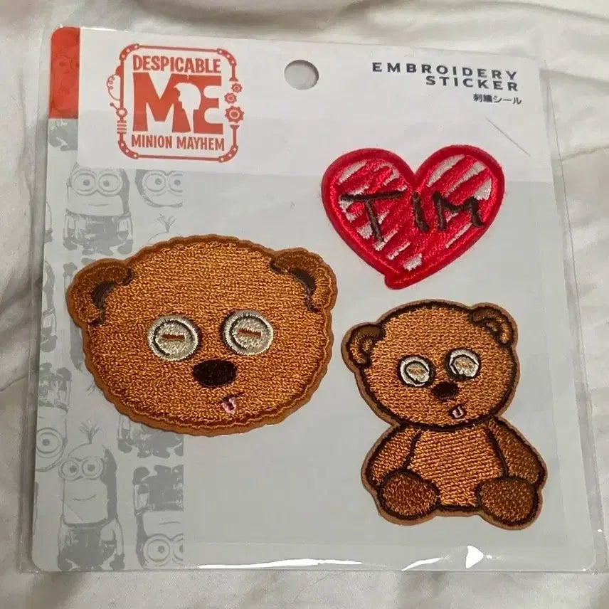 [BUNJANG] USJ Minions Teddy Bear Team Embroidery Sticker Set / USJ 미니언즈 테디베어 팀 자수 스티커 와펜 패치
