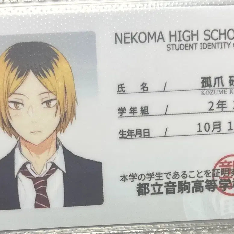 [BUNJANG] Haikyuu!! Kenma Kozume Student ID Photo Card / 하이큐 ㄹㅁㅁ 학생증 증사 켄마