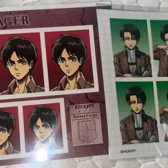 [BUNJANG] Attack on Titan Eren &amp; Levi Proof Photo Set / 진격의거인 진격거 에렌, 리바이 증명사진 증사