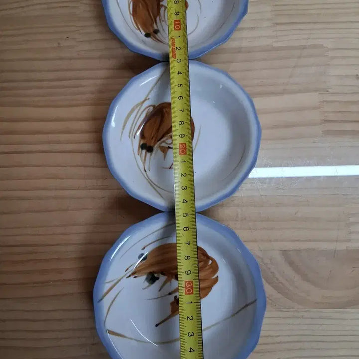 [BUNJANG] Celadon Set of 3 Shrimp Pattern Plates / 603 새우 그림 외사기 접시 3개