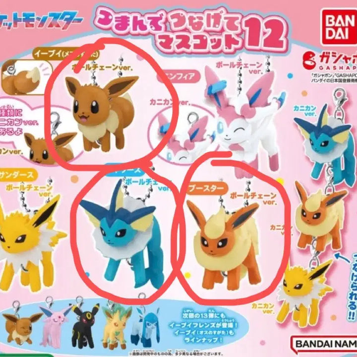 [BUNJANG] Pokemon Eevee Mascot Dangling Gacha - Eevee, Vaporeon, Flareon Bundle Set / 포켓몬스터 이브이 마스코트 대롱가챠 이브이 샤미드 부스터 일괄