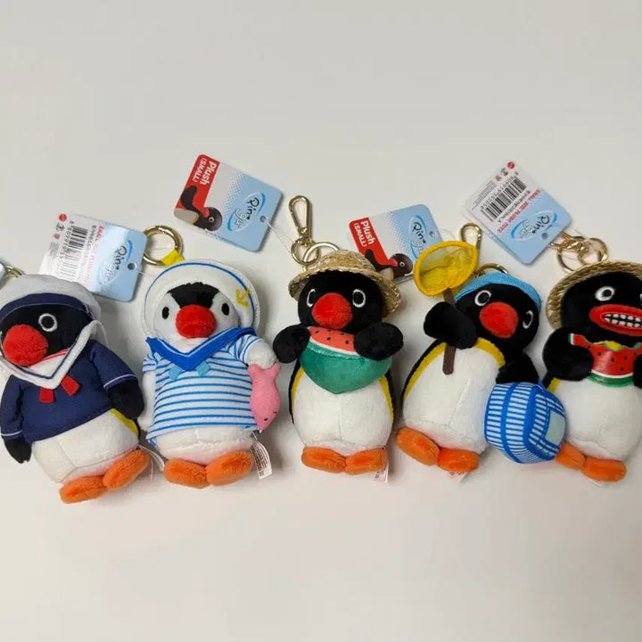 [BUNJANG] Pingu Plush Keychain Set (5 Types) / 핑구 핑가 인형 키링 10종 세트