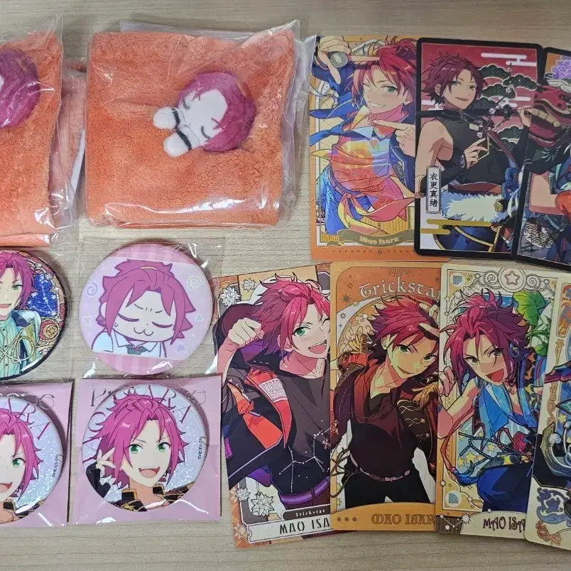 [BUNJANG] Ensemble Stars! Mao Bundle Set Towel &amp; Can Badges, Arcana &amp; Art Cards / [일괄] 앙스타 마오 후와스야 손수건 캔뱃지 아르카나 카드 부쿠부