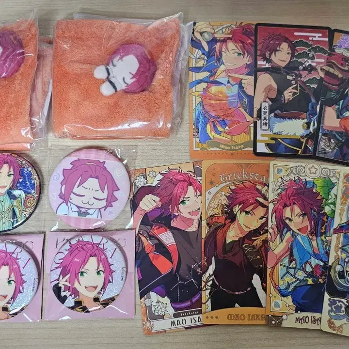 [BUNJANG] Ensemble Stars! Mao Bundle Set Towel &amp; Can Badges, Arcana &amp; Art Cards / [일괄] 앙스타 마오 후와스야 손수건 캔뱃지 아르카나 카드 부쿠부
