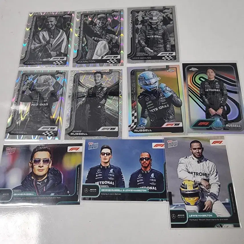 [BUNJANG] Topps Chrome Mercedes Russell &amp; Lewis Hamilton 10-Card Set / 탑스 크롬 topps now 메르세데스 러셀, 해밀턴 10장